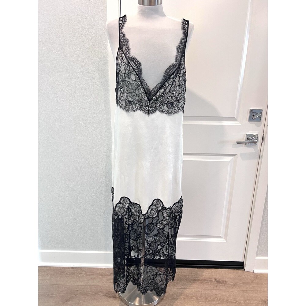 ZARA WOMAN SS24 WHITE LACE SATIN EFFECT DRESS ZW COLLECTION SIZE LARGE 8385/789 - Picture 8 of 16